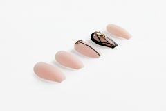 Frosted matte nails in 45-degree angle of Ardell Nail Addict Premium Artificial Nail Set - Blush Geometric Crystals