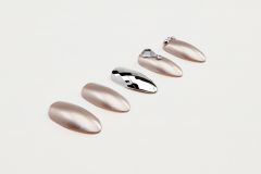 Frosted matte champagne metallic nails in 45-degree angle of Ardell Nail Addict  Artificial Nail - Champagne Ice variant