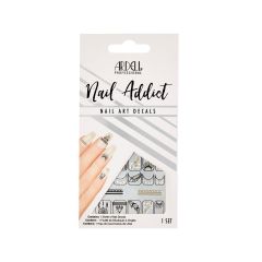 Front-view of Ardell Nail Addict Decal Boho Chic wall-hook ready packaging with text in three different languages