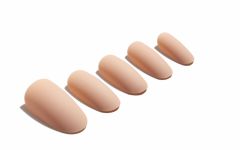 5-piece Set of Nail Addict Nude Camel variant  in a slanted position isolated in white background