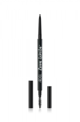 Close-up of Ardell Brow-lebrity Mirco Brow Pencil Soft Black featuring spoolie brush and pencil with cap at either side