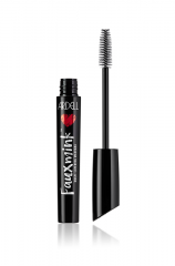 Uncapped 0.25 ounce bottle of Ardell Faux Mink Multi Layering Mascara side by side with its spoolie brush cap