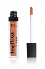 An open double wall  bottle of Ardell Vinyl Vixen Lip Lacquer in Kinky Nude shade beside its applicator wand