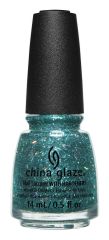 Front view of China Glaze in I Speak Glitter variant with black color cap and Turquoise color