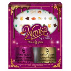 WONKA NAIL KIT (2 lacquers plus decals) - For the Dreamers / Wonka - Shades with a sprinkling of whimsical nail art decals. China Glaze's Holiday Collection 