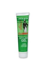 Front view of a 3.75-ounce squeeze tube container of Clubman Pinaud Styling Gel showing brand marks & product name