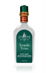 Front view of a 6-ounce bottle of Clubman Reserve Tequila Tease After Shave Lotion showing its crystal clear liquid contents