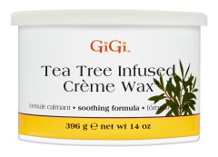 Front view of a 14-ounce container of GiGi Tea Tree Creme Wax