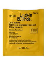 Front view of a 0.068 golden yellow packet of Ardell Lock In Blonde Color Additive printed with brief product information