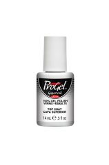 Front view of SuperNail ProGel Top Coat in a 0.5-ounce bottle with labeled product information