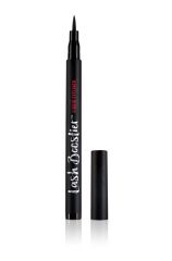 Close-up of an uncapped Ardell Lash Boostier Liquid Eyeliner Onyx Black Stone standing upright side by side with its cap