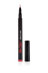 Close-up of an uncapped Ardell No Slip Liquid Lip Liner Longest Kiss Rosey Nude standing upright side by side with its cap