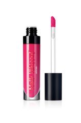 An open two tone bottle of Ardell Matte Whipped Lipstick in Attitude Adjuster Hot Pink beside its doe foot applicator wand