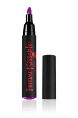 Uncapped Ardell Forever Kissable Lip Stain Ruff Ride Purple standing upright side by side with its cap