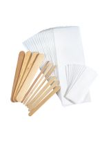 Contents of Satin Smooth Non-Woven Combo Kit featuring 30 waxing strips & 10 applicators