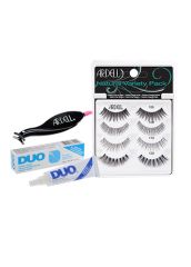 Frontage of Ardell Starter Kit Bundle in a wall-hook ready pack with DUO Lash Adhesive and Lash applicator on the side