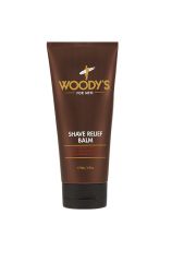 Front view of a 6-ounce Woody's shave relief balm for men