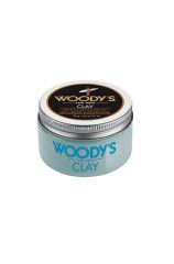 Woody's men's grooming clay for men in a 3.4-ounce capped tub