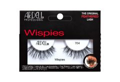 Frontal view of a wall-hook ready retail pack of Ardell's Wispies 704 with descriptive label text