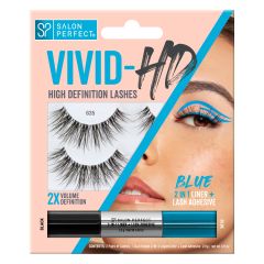 Salon Perfect Vivid-HD 635 Lash (2 Pairs) & Dual Ended 2-IN-1 Liquid Liner + Lash Adhesive, Black/Blue, 0.9oz