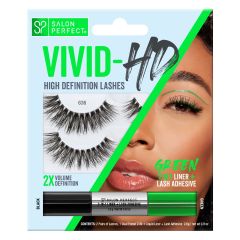 Salon Pefect Vivid-HD 636 Lash(2 Pairs) & Dual Ended 2-IN-1 Liquid Liner + Lash Adhesive, Black/Green, 0.9oz