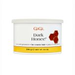 Front view of a 14 ounce can of GiGi Dark Honee featuring product information