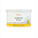 Front view of a 13-ounce container of GiGi Azulene Wax with its lid on