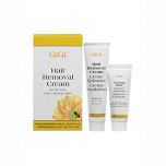GiGi Hair Removal Cream For Face retail box with tubes of Hair Removal Cream & Calming Balm to its left