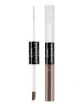 Ardell Brow Confidential Brow Duo Taupe cap with 2 applicator brushes on either end next to a capped bottle