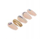front view of nude gold glitter nails in 45 degree view of Ardell Nail Addict  Artificial Nail - Nude Jeweled variant