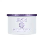 Front view of a 14 ounce can of Satin Smooth Amethyst Crystal Wax with its purple lid on