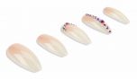 Ardell Nail Addict Premium Nail Set, Nude Light Crystals artificial nails in a slanted position isolated in white background