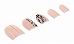 Ardell Nail Addict Premium Nail Set, Cheetah Accent artificial nails in a slanted position isolated in white background
