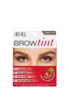 A glance of wall hook ready box of Ardell Brow Tint - Light Brown, with a glimpse of the salon-quality result 