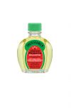A 4-ounce bottle of Tres Flores Brilliantine Liquid with its green cap & green, red, black & white themed label