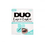 Front view of a wall hook retail pack of DUO Line It Lash It 2 In1 Eyeliner & Lash Adhesive with printed label text and image