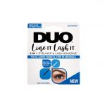 Front view of a wall hook pack of DUO Line It Lash It  2 In 1 Eyeliner & Lash Adhesive with printed label text and image