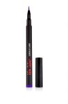 Close-up of an uncapped Ardell No Slip Liquid Lip Liner Elicit Phone Call Dark Purple standing upright alongside its cap