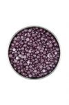 Top view of an open canister of Satin Smooth Depilatory solid wax bean featuring purple wax granules 