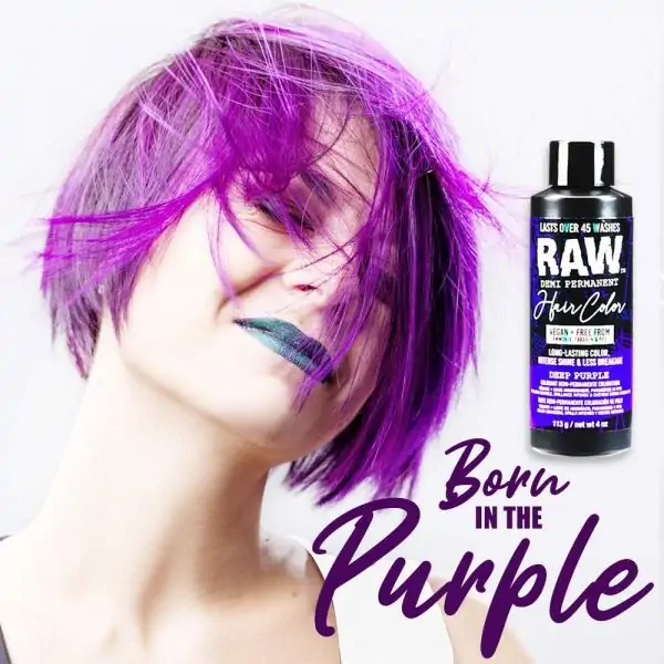 Punky Colour Raw Demi-Permanent Hair Color, Deep Purple, 4 fl oz.  Rainbow-Hued Brightest Boldest Color Hair Dye
