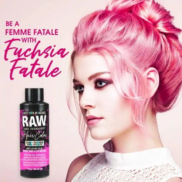 Punky Colour Raw Demi-Permanent Hair Color, Fuchsia Fatale, 4 fl oz.  Rainbow-Hued Brightest Boldest Color Hair Dye